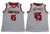 NCAA College Basketball 45 Donavan Mitchell Jersey University فريق أسود اللون الأبيض بعيدا للرياضة مراوح تنفس القطن الخالص التطريز والخياطة أعلى جودة