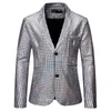 Blazer da uomo con paillettes glitterato scozzese arcobaleno da uomo 2022 giacca da uomo con risvolto con risvolto Club DJ giacca da uomo per cantanti 211120