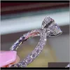 Band Drop Delivery 2021 Womens Designer Ring Romantic Zircon Shining Round Stone Wedding Bridal Fashion Jewelry Anelli di fidanzamento per le donne Fq