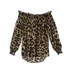 Mulheres Sexy Lady Leopard Imprimir Blusa Primavera Manga Longa Off Solta Camisas Slash Pescoço Camisa Top S-Xl Blusas Femininas