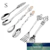 Dessert Spoons Coffee Spoon Teaspoon Vintage Royal Style Metal Carved Fruit Dessert Spoons for Kitchen Dining Bar 6pcs/set Factory price expert design Quality