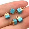 5x10mm Natural Crystal Stone Cubic Square Charms Green Blue Rose Quartz Pendants Gold Edge Trendy for Necklace Earrings Jewelry Making Wholesale