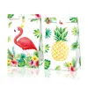 12pcs Hawaii Party Gifts Candy Bags Summer Flamingo Pineapple Beach Party Paper Bags Baby Shower Packaging Bags Party Decoration 211014