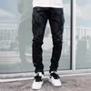 Męskie dżinsy 2022 Moda Zgrywa Mężczyźni Slim Denim Spodnie Vintage Wzór Drukowanie Tie-barwnik Denym Spodnie Ołówek Streetwear