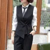 Naviu mode et élégant femmes jupe gilet costume été court travail porter deux pièces ensemble bureau dames formelle rayure vêtements 210604