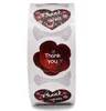 Autocollants adhésifs en forme d'amour rouge 500PCS Rouleau 2.5cm 1 pouce Merci beaucoup Étiquette ronde pour les cadeaux de vacances Décoration de fête d'affaires