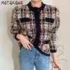 MATAKAWA Corea Chic Fashion Girocollo Maglione monopetto Donna Particle Abbellimento Cardigan lavorato a maglia a maniche lunghe allentato 210513