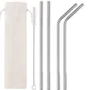 6 pcs conjunto canudos de aço inoxidável com escova de limpeza e bolsa reutilizável straight de metal bebendo palha para cozinha home party bar