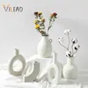 VILEAD Ceramic Abstract Vase Flower Nordic Home Decoration Planter For Flowers Plant Pot Figurines for Interior Desktop Decor