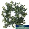 Decoratieve bloemen kransen gesimuleerde eucalyptus met 8 rozen 1.8m kunstmatige plant insrattan mode feestelijke woonkamer home decor1