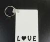 DHL100pcs pendentifs Sublimation bricolage blanc blanc lettre d'amour évider Double face carré porte-clés