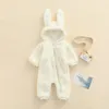 Automne hiver nouveau-né bébé fille vêtements mignon flanelle oreilles de lapin fermeture éclair manches longues chaud barboteuse combinaison tenue vêtements