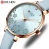 Curren Watche бренд кожаные кварцевые наручные часы роскоши дизайн часы для дам шарм цветы циферблат Montre Femme 210616