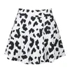 Women 2021 Summer White Cow Printed Mini Skirt Fashion Casual High Waist A-Line Swing Short For Skirts