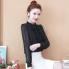 Kadın İlkbahar Sonbahar Tarzı Şifon Bluzlar Gömlek Bayan Rahat Uzun Kollu ONeck Puantiyeli Baskılı Şifon Blusas Tops DD8879 210401