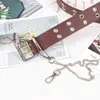 2021 Nieuwe Designer Punk Wide Canvas Web Double Grommet Gat Gesp Riem Vrouwelijke Mannelijke Taille Strap Ketting Riemen voor Dames Mannen Jeans G220301