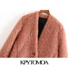 Kvinnor Mode Tjock Varm Faux Fur Teddy Coat Långärmade fickor Kvinnor Ytterkläder Chic Overcoat 210420