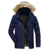 Men Parka Winter Fashion Fur Collar Hooded Jacket Coat Military Windproof Multi-Pocket Outdoor Casual 's Jackets 211216