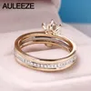 Cluster ringer AuLeeze 1,5ct Moissanites Engagement Ring Solid 14K Gul Vit Guld för Women Lab Vuxna Diamant Bröllop Smycken