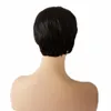 Kort mänskligt hår Parykar Straight Brazilianhair Full Machine Maked Lace Front Wig Pixie Cut Wig Humanhair Pre Plocked