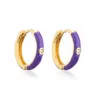 Hoop & Huggie GSOLD Geometric Colorful Drip Glaze Zircon Small Earring Enamel Lovely Copper Women Hoops Trends Jewelry