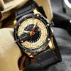カレンウォッチトップブランドファッションレザー腕時計カジュアルクォーツメンズウォッチニューシックな発光ハンドクロックx0625