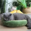 Cute Avocado Kształt Kot Łóżka Gniazdo Ciepłe Pet Cat House Wymienny Sypial Torby Poduszki Miękkie Aksamitna Szczeniak Kennel Sofa