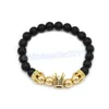 Brins de perles Pave Zircon Couronne Bracelet Charme Hommes À La Main Noir Mat Femmes Tissage Bijoux Pierre Perles Bracelets