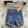 Dames shorts Luxury runway ontwerp jeans vrouwen mode streetwear borduurwerk bloemen randen tassel hoge taille denim