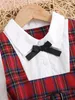 Toddler Girls Tartan Bow Front Buckled Belted 2 In 1 Dress SHE