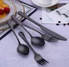 Kolorowe 5 sztuk / zestaw Flatware Zestaw Stołowe Sztućce Widelec Nóż Łyżka Teaspoon Akcesoria Kuchenne Do Partii Weselnych SN2934