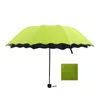 Ladies'sunshine Parasol kwiaty w wodzie Zmiany Kolor Parasol Potrójny Fold Black Guma Sunscreen UV Woman S 210626