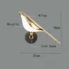 Postmodern Bird Led Vägglampa Nordic Plating Gold Acrylic Bedroom Bedside Wall Sconce Hallway Aisle Staircase Wall Light Fixture 210724