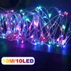 Cordes LED guirlandes lumineuses 10m 100LED fée lumière fil de cuivre batterie paysage lampe pour fête de mariage décoration de noël