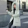 Designers Winter Down Padded Jacket Women Mid Length Fashion Big fur Collar Parka Plush Liner Winter Embroidered Coat Warm Outw