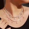 Cwwzirkons bling tennis ketting water drop cubic zirkonia vrouwen bruiloft choker ketting gouden kleur bohomian sieraden CP072