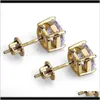 Back Findings Components Drop Delivery 2021 8Mm Hip Hop Stud Earrings Sier Gold Plated Cz Earring Mens Womens Earing Ear Ring Wo8882953