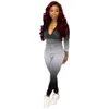 Gradient Print Women Hooded Zipper Up Tops + Pencil Jogger Pants Suit Active Wear Tuta a due pezzi Fitness Abiti sexy 210525