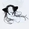 Bandeau à oreilles de chat brillant Accessoires de costume d'anime avec pompon en ruban de cloche Bandeau à fourrure en peluche clignotant LED pour fille pour coiffure de fête d'Halloween Cosplay
