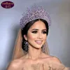 Luxury Tiara Ожерелье Серьги набор Королева Барокко Кристалл Свадебные Головные Устройства Корона Горный Хрусталь С Свадебные Ювелирные Изделия Аксессуары для волос Алмазные Свадебные Корм