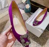 femmes chaussures plates Satin semelle plate chaussures de mariage pointues banquet de mariée rouge Strass Boucle chaussures simples 35-42