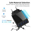 Snelle snelheid 4 USB-poorten Wall Charger EU US Plug 5V 5.1A-adapter voor iPad iPhone HTS Samsung Android Phone Tablet PC
