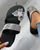 Pantoufles femmes chaussures été sandales plage papillon plat extérieur diapositives Zapatos De Mujer brillant cristal dames