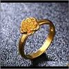 Band Ringar Smycken Drop Leverans 2021 Fashion 18kgp Imitation Gold Pigment Circle Cut-out Ring Handtvätt utan metall Non-Fading Seri