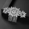 SLBRIDAL Luxury Trendy Prong Impostazione Cubic Zirconia Pettine per capelli da sposa Copricapo da sposa Accessori per gioielli da donna 210707