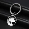 10 Teile/satz Chinesische Drachen Rhinoceros Runde Auto Schlüsselbund Tier Edelstahl Schlüssel Ketten Schlüssel-ring Halter Anhänger Für Zu Tasche unisex