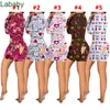 Mulheres Jumpsuit Designer 2022 Slim Sexy Dia dos Namorados Amor Padrão Letras Impresso Casa Uma Peça Calças Senhoras Moda Macacão 5 Cores