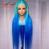 Perucas de renda 40 polegadas destaque azul hd peruca frontal 13x5 ombre loira 613 colorido frente humano cabelo mulher pré cego glueless13x6