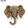 Pins, Brooches JINGLANG Punk Style Animal Metal Pins Retro Rhinestone Elephant Head For Men Women Decoration Jewelry