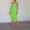 Yaz Neon Yeşil Tüp Elbise Kadınlar Dantelli Uzun Bandaj Ince Seksi Straplez Bayanlar Moda Bodycon Kravat Boya Parti Vestidos Günlük Elbiseler